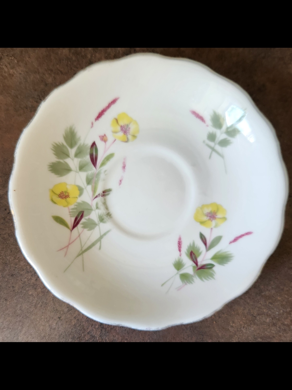 Vintage Crown Royal Bone China Floral Pattern And Gold Rim